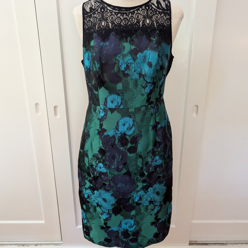 Anthropologie Leifsdottir Black and Blue Sheath Cocktail Dress
